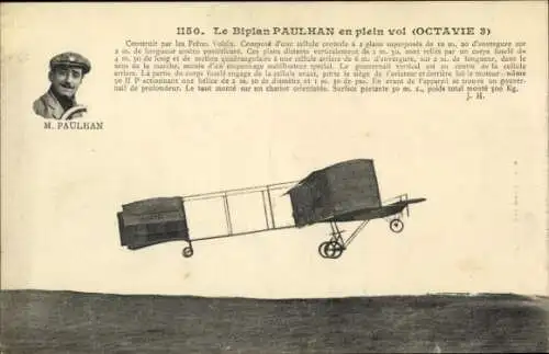 Ak Der Paulhan-Doppeldecker im vollen Flug