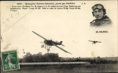 AK-Eindecker Morane-Saulnier, gesteuert von Hamel