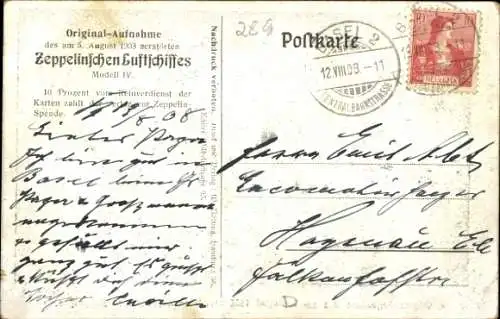 Ak Zerstörtes Zeppelinsches Luftschiff, 5. August 1908