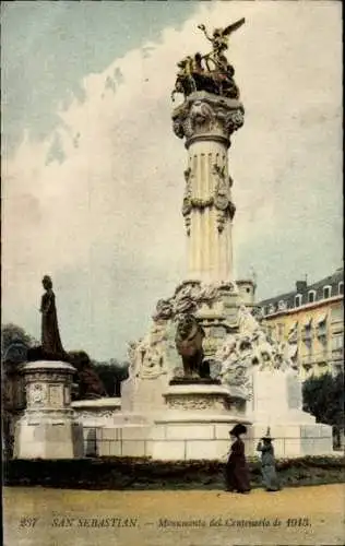Ak Donostia San Sebastian Baskenland, Monumento del Centenario de 1913