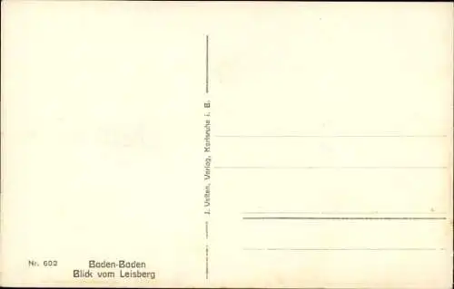Ak Baden Baden am Schwarzwald, Blick vom Leisberg