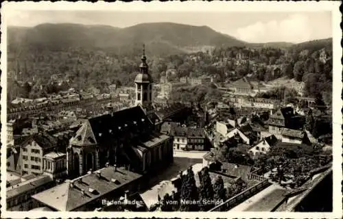 Ak Baden Baden, Blick vom Neuen Schloss, Kirche, Stadt