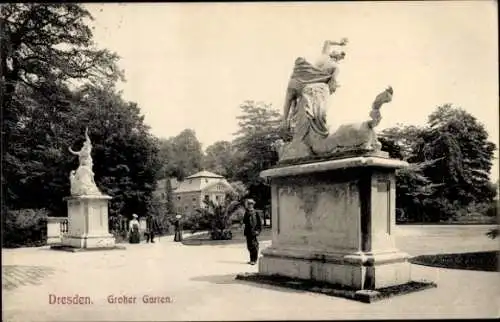 Ak Dresden Altstadt, Großer Garten, Statuen