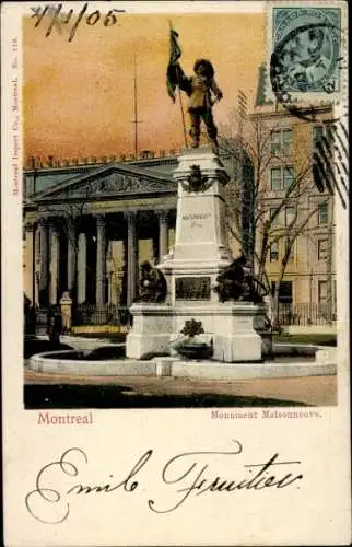 Ak Montreal Quebec Kanada, Maisonneuve-Denkmal