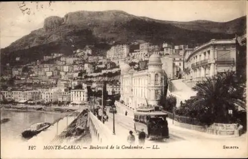 Ak Monte Carlo Monaco, Boulevard de la Condamine, Straßenbahn