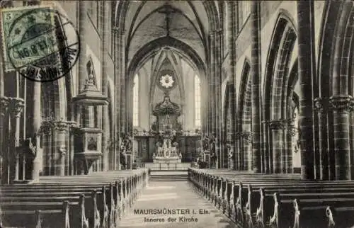 Ak Marmoutier Maursmünster Elsass Bas Rhin, Kirche, Innenansicht