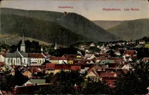 Ak Niederbronn les Bains Bad Niederbronn Elsass Bas Rhin, Blick über die Dächer, Wasembourg