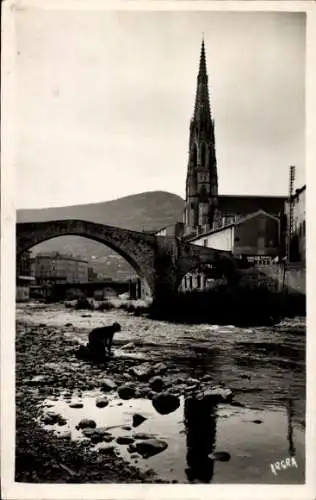 Ak Saint Affrique Aveyron, Vieux Pont et Eglise