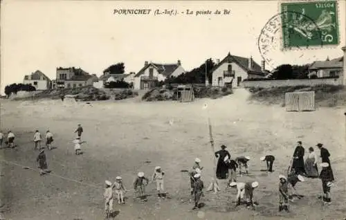 Ak Pornichet Loire Atlantique, La pointe du Be, Menschen am Strand