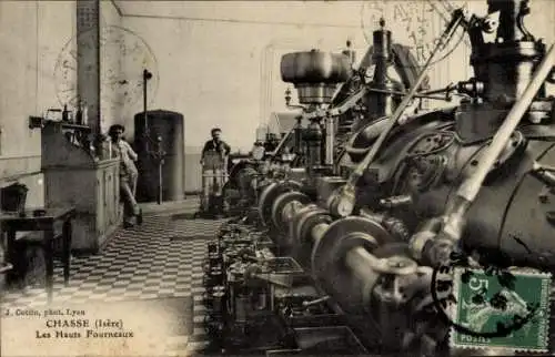 Ak Chasse sur Rhone Isere, Les Hauts Fourneaux, Maschinenhalle