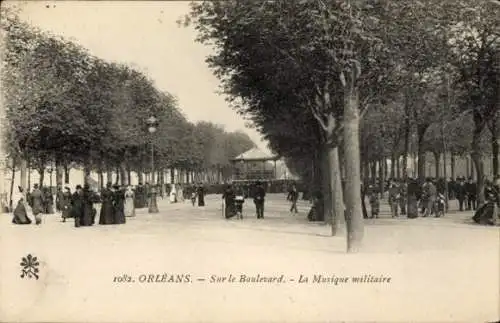 Ak Orléans Loiret, Boulevard, Militärmusik