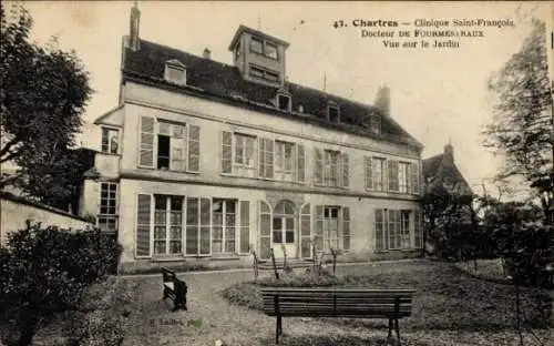 Ak Chartres Eure et Loir, Clinique Saint-Francois, Vue sur le Jardin