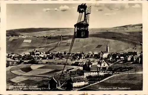Ak Oberwiesenthal im Erzgebirge, Bergabfahrt vom Fichtelberg, Seilbahn