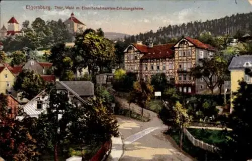 Ak Elgersburg Thüringen, Teilansicht, Eisenbahnbeamten-Erholungsheim