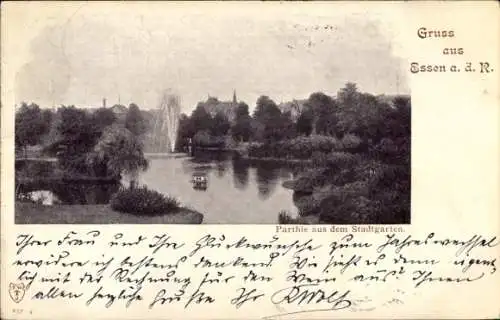 Ak Essen im Ruhrgebiet, Stadtgarten, Springbrunnen