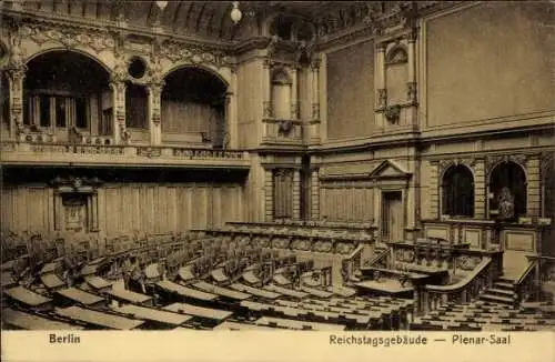 Ak Berlin Tiergarten, Reichstagsgebäude, Plenar-Saal