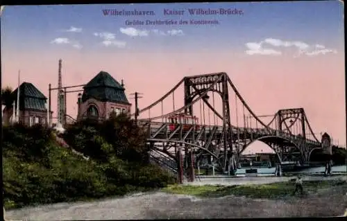 Ak Wilhelmshaven an der Nordsee, Kaiser Wilhelm-Brücke, Drehbrücke
