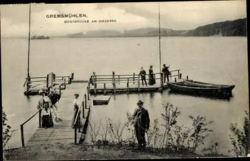 Ak Gremsmühlen Malente in Ostholstein, Bootsbrücke, Diecksee