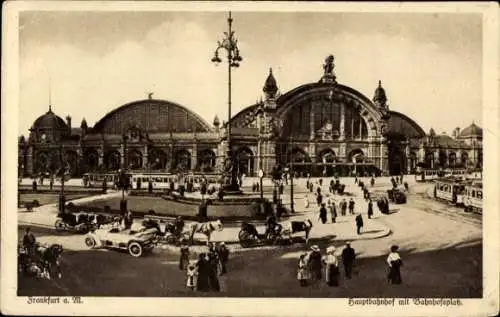 Ak Frankfurt am Main, Hauptbahnhof, Bahnhofsplatz, Tram