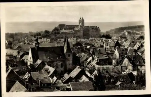 Ak Quedlinburg im Harz, Blick über die Dächer