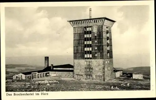 Ak Brocken Nationalpark Harz, Brockenturm, Brockenhotel