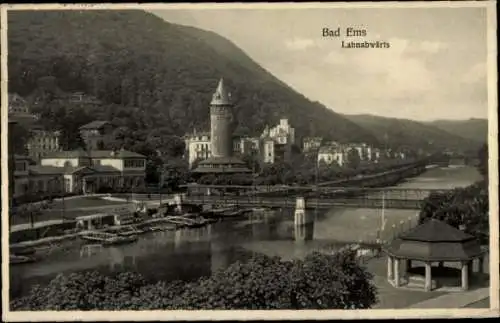 Ak Bad Ems an der Lahn, Lahnabwärts, Brücke