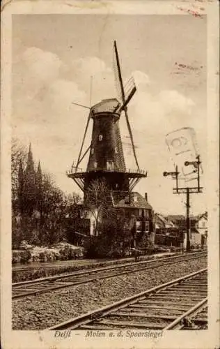 Ak Delft Südholland Niederlande, Mill ad Spoorsingel