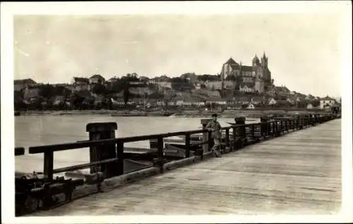 Ak Breisach am Oberrhein, Rheinbrücke, Blick von Neuf-Brisach aus
