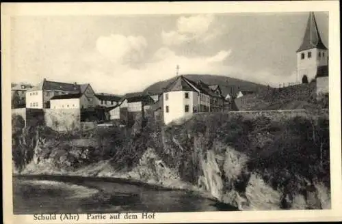 Ak Schuld an der Ahr, Hof, Kirche, Fluss Ahr