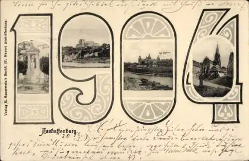 Jahreszahl Ak Aschaffenburg in Unterfranken, Schloss Johannisburg, Pompejanum, Kirche, 1904