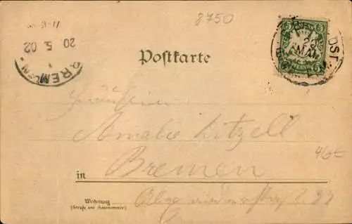 Litho Aschaffenburg in Unterfranken, Schloss Johannisburg