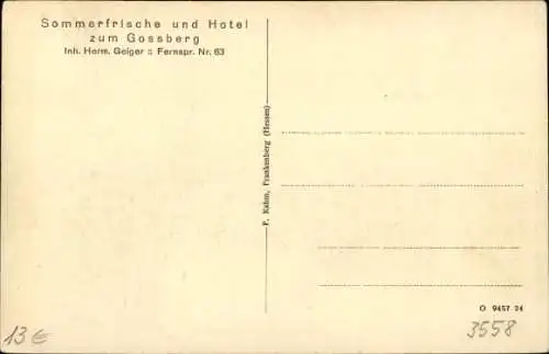 Ak Frankenberg an der Eder Hessen, Hotel zum Gossberg, Fachwerkhaus