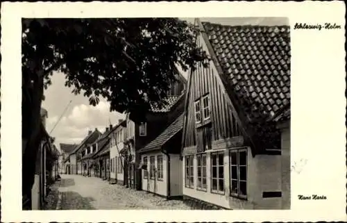 Ak Holm Schleswig an der Schlei, Straßenansicht, Häuserreihe