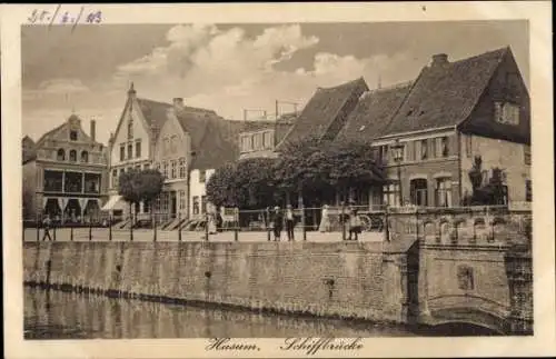 Ak Husum in Nordfriesland, Schiffbrücke