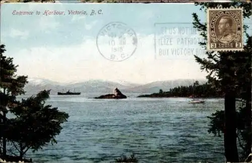 Ak Victoria British Columbia Kanada, Hafeneinfahrt