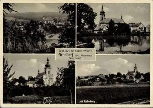 Ak Miłków Arnsdorf Podgórzyn Riesengebirge Schlesien, Teilansichten, Kirche
