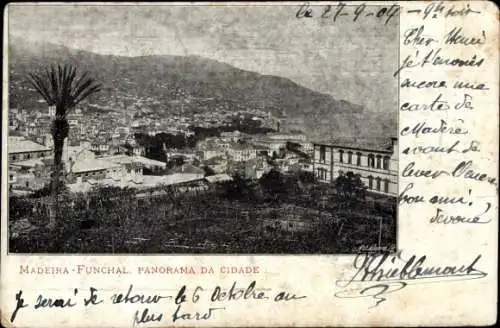Ak Funchal Insel Madeira Portugal, Panoramablick auf die Stadt