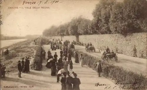 Ak Firenze Toscana, Cascine, Il Viale della Regina, Straßenpartie