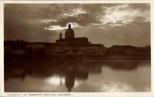 Ak Firenze Toscana, un tramonto visto dal Lungarno