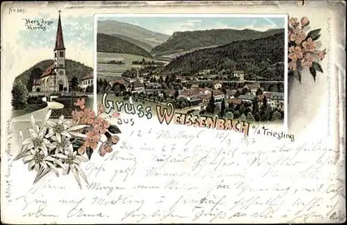 Litho Weissenbach an der Triesting in Niederösterreich, Herz Jesu Kirche, Panorama