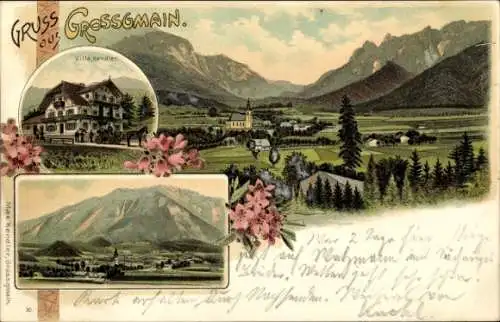 Litho Großgmain in Salzburg, Gesamtansicht, Villa Kendler