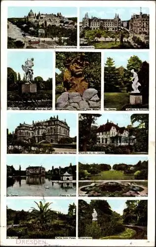 Ak Dresden, Jägerkaserne, Großer Garten, Bürgerwiese, Palais, Städt. Ausstellungsgebäude