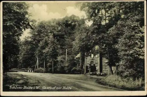 Ak Schloß Holte Stukenbrock in Westfalen, Gasthof zur Holte, Inh. Joh. Lütkeherm