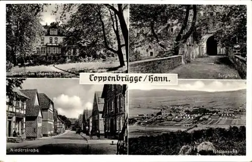 Ak Coppenbrügge in Niedersachsen, Burgruine, Niederstraße, Sanatorium Lindenbrunn