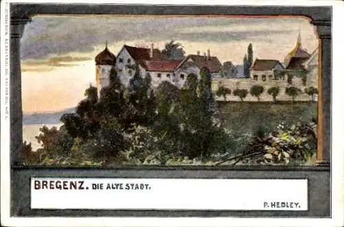 Künstler Litho Hedley, P., Bregenz am Bodensee Vorarlberg, Stadtansicht
