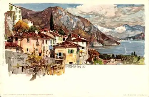 Künstler Litho Wielandt, Manuel, Menaggio Lago di Como Lombardia, Stadtpartie