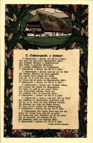 Steindruck Lied Ak O Schwarzwald O Heimat von L. Auerbach