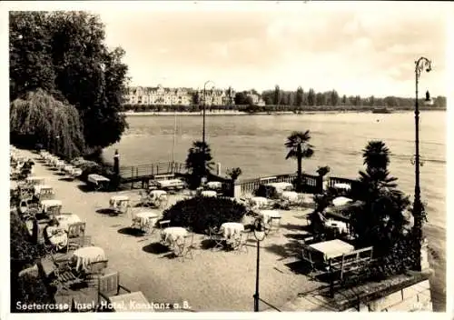 Ak Konstanz am Bodensee, Seeterrasse, Insel Hotel