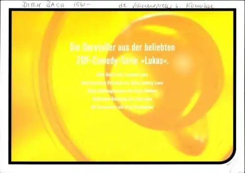 Ak Schauspieler Dirk Bach, Portrait, Autogramm, Serie Lukas