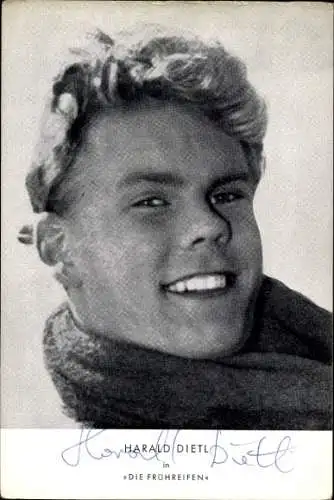Ak Schauspieler Harald Dietl, Portrait,  in Die Frühreifen, Autogramm